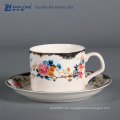 Einzigartiges Design Floral Royal Muster Fine Ceramic italienischen Espresso Cups und Untertassen Set
